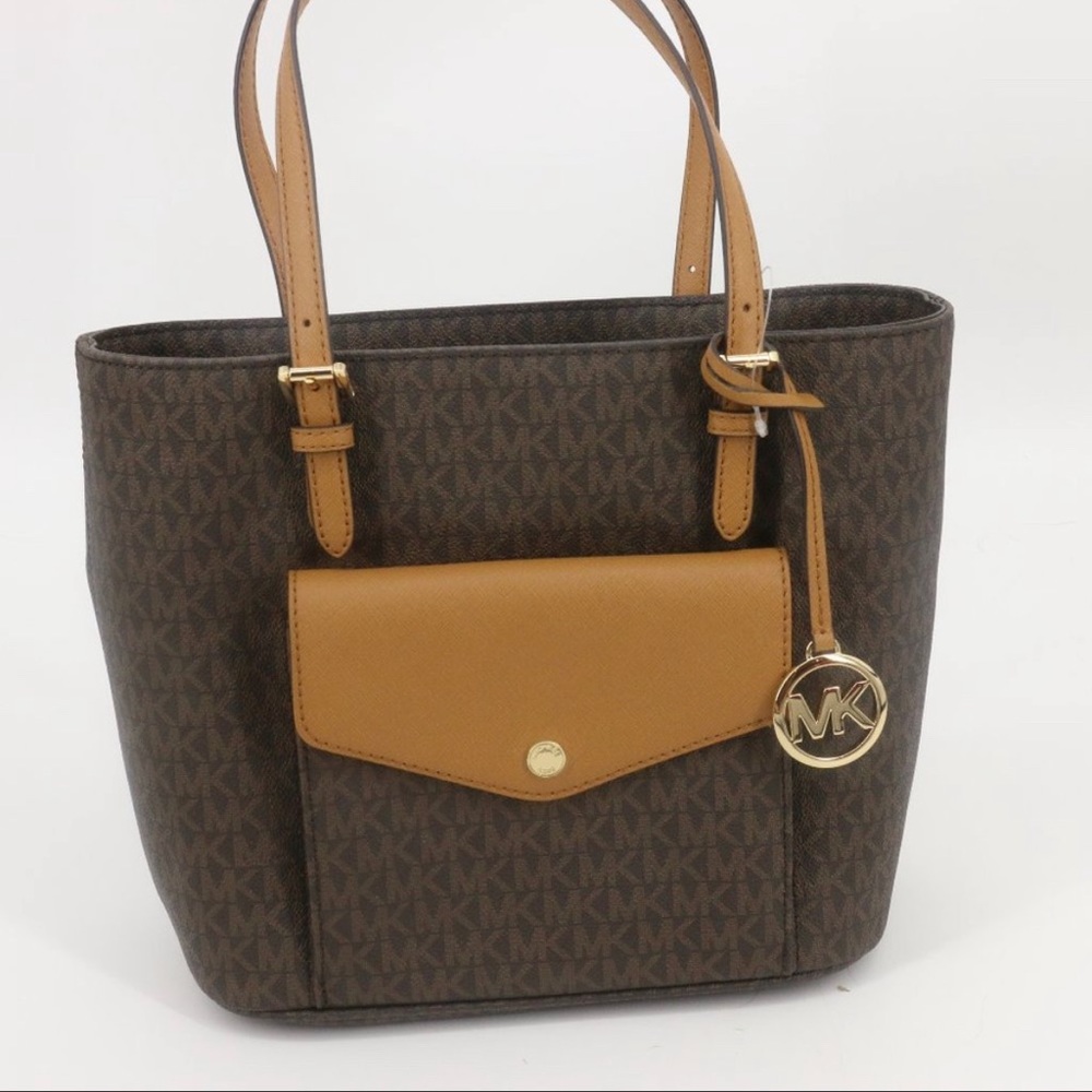 Michael Kors Jet Set Large Pocket Multifunction Tote, Brown/Acorn
